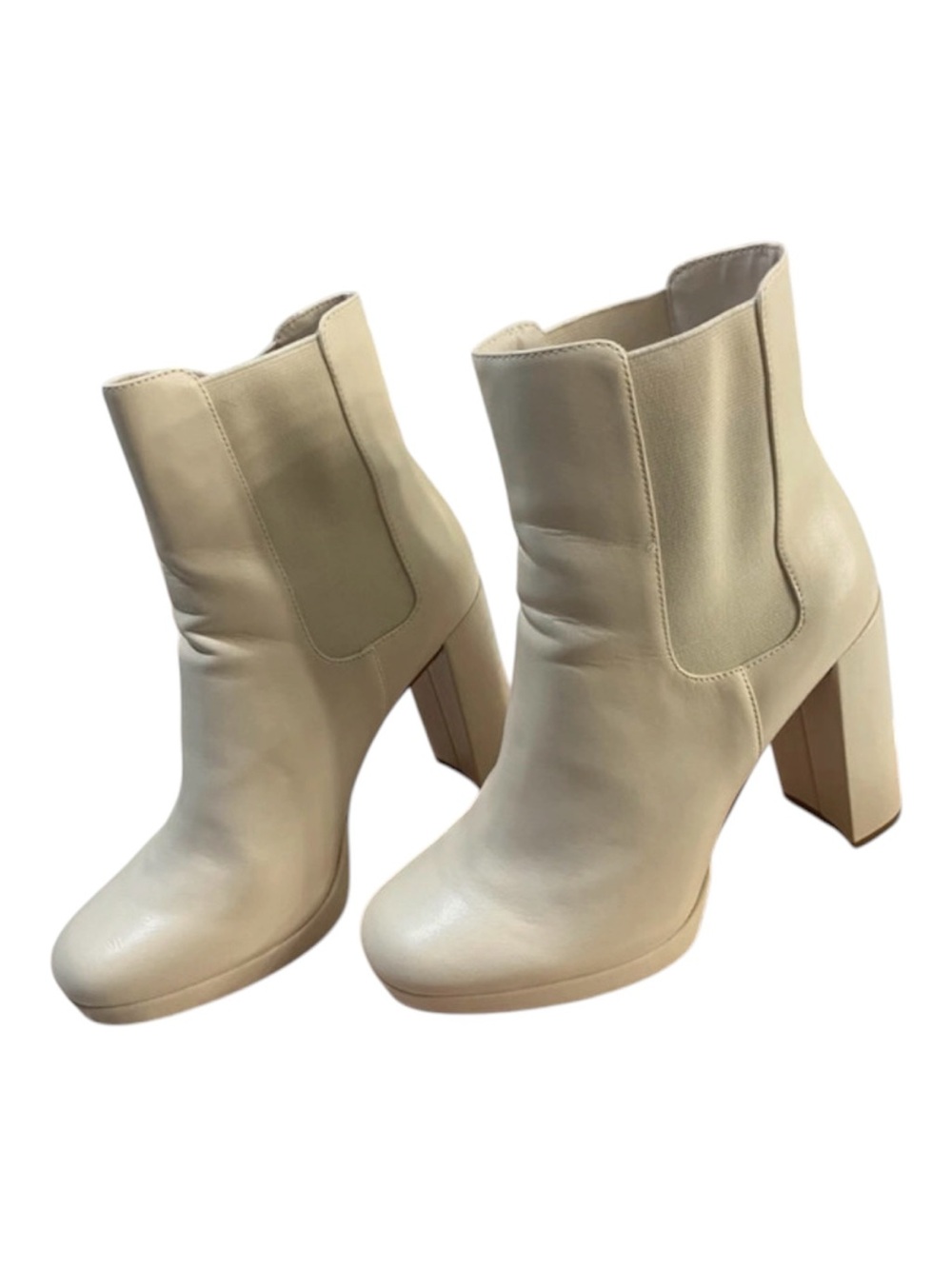 JustFab Cream Block Heel Chelsea Ankle Boots